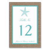 Turquoise Starfish Burlap Beach Wedding Collectie Kaart (Voorkant)