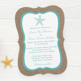 Turquoise Starfish Burlap Beach Wedding Collectie Kaart