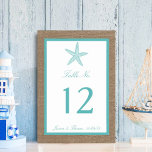 Turquoise Starfish Burlap Beach Wedding Collectie Kaart<br><div class="desc">De turkooiszeester op het collectie van het strandbruiloft is perfect voor elk stel dat een romantisch huwelijk door het zee plant. De rustic burlap effect achtergrond geeft deze tabelnummerkaarten een boho-chic aanvoelen, terwijl de tropische turquoise een vers en koel kleurenschema heeft dat tijdens je bruiloft kan worden gebruikt. De schattige...</div>