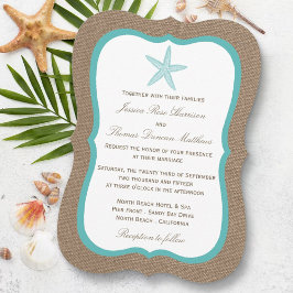 Turquoise Starfish Burlap Beach Wedding Collectie Kaart