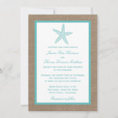 Turquoise Starfish Burlap Beach Wedding Collectie Kaart (Voorkant)