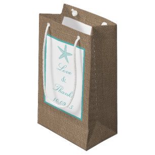 Turquoise Starfish Burlap Beach Wedding Collectie Klein Cadeauzakje