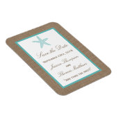 Turquoise Starfish Burlap Beach Wedding Collectie Magneet (Rechterzijde)