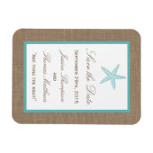 Turquoise Starfish Burlap Beach Wedding Collectie Magneet (Horizontaal)