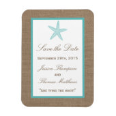 Turquoise Starfish Burlap Beach Wedding Collectie Magneet (Verticaal)