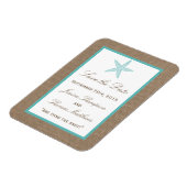 Turquoise Starfish Burlap Beach Wedding Collectie Magneet (Linkerzijde)
