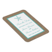 Turquoise Starfish Burlap Beach Wedding Collectie Magneet (Rechterzijde)