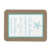 Turquoise Starfish Burlap Beach Wedding Collectie Magneet (Horizontaal)