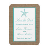 Turquoise Starfish Burlap Beach Wedding Collectie Magneet (Verticaal)