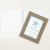 Turquoise Starfish Burlap Beach Wedding Collectie Planner (Display)