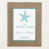 Turquoise Starfish Burlap Beach Wedding Collectie Planner (Voorkant)