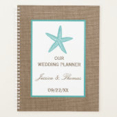 Turquoise Starfish Burlap Beach Wedding Collectie Planner (Voorkant)