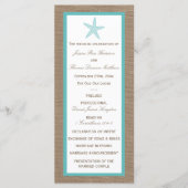 Turquoise Starfish Burlap Beach Wedding Collectie Programmakaart (Voorkant)