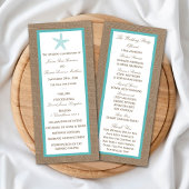Turquoise Starfish Burlap Beach Wedding Collectie Programmakaart