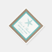 Turquoise Starfish Burlap Beach Wedding Collectie Servetten (Hoek)
