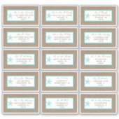 Turquoise Starfish Burlap Beach Wedding Collectie Sticker (Voorkant)