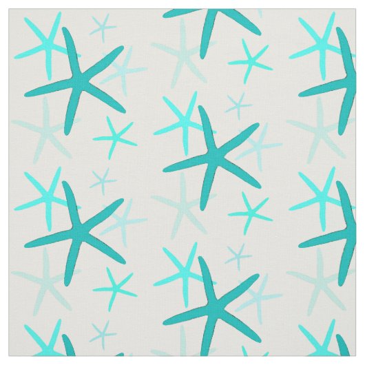 Turquoise Starfish Fabric Stof (Swatch)