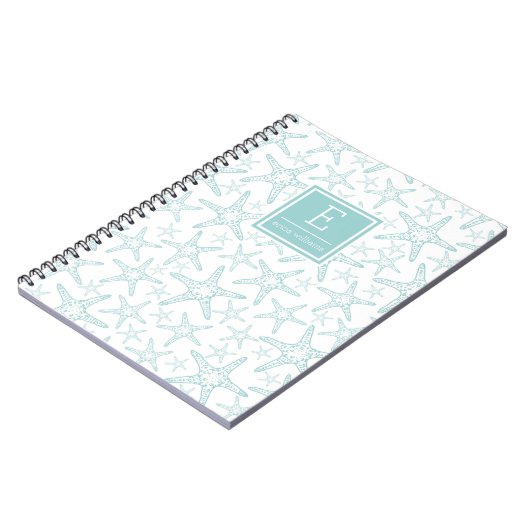 Turquoise Starfish Pattern Personalized Notitieboek (Linkerzijde)