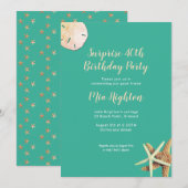 Turquoise Starfish Surprise Birthday Party Kaart (Voorkant / Achterkant)