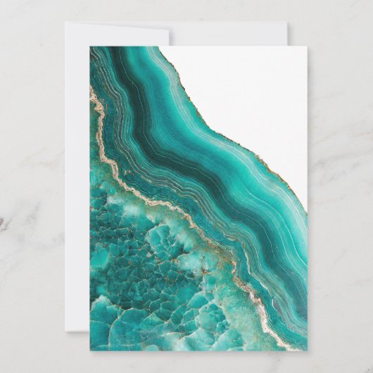 Turquoise steen agaat marmeren bruiloft kaart (Achterkant)