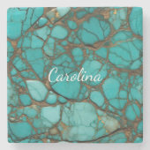 Turquoise Stenen Bruidsmeisjesfeest Stenen Onderzetter (Voorkant)