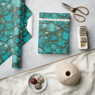 Turquoise stenen cadeaupapier