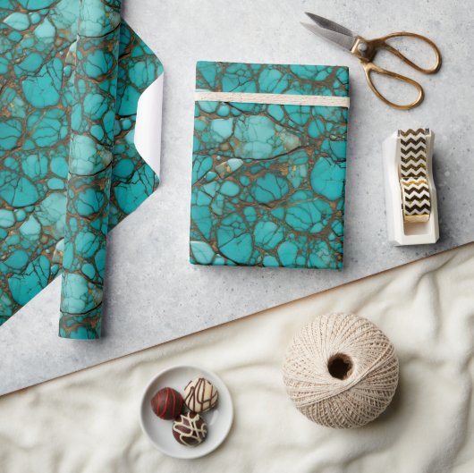 Turquoise stenen cadeaupapier (Crafts)