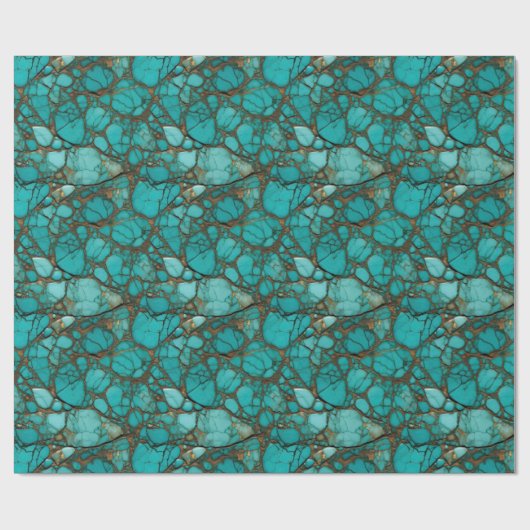 Turquoise stenen cadeaupapier (Vlak)