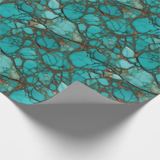 Turquoise stenen cadeaupapier (Hoek)
