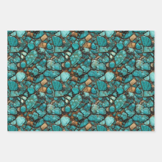 Turquoise stenen inpakpapier vel (Voorkant 2)