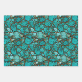 Turquoise stenen inpakpapier vel