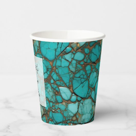 Turquoise stenen papieren bekers (Links)