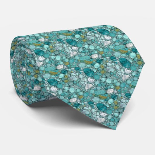 turquoise stenen Stropdas (Opgerold)