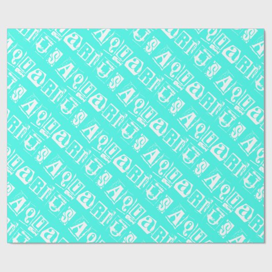 Turquoise sterrenbeeld Typografie Aquarius Cadeaupapier (Vlak)