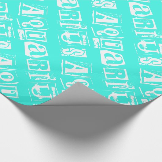 Turquoise sterrenbeeld Typografie Aquarius Cadeaupapier (Hoek)