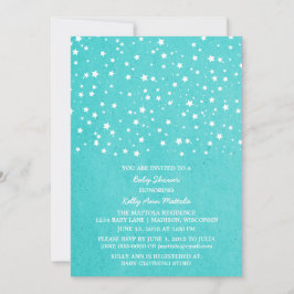 Turquoise Sterrennacht Baby shower Invite Kaart