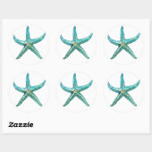 Turquoise stervis ronde sticker (Vel)