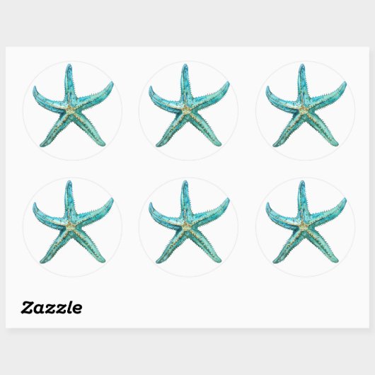 Turquoise stervis ronde sticker (Vel)