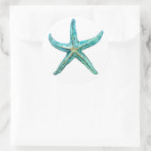 Turquoise stervis ronde sticker (Tas)