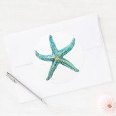 Turquoise stervis ronde sticker (Envelop)