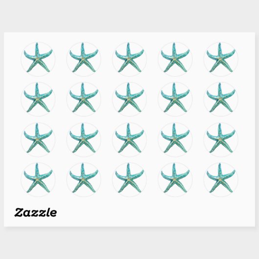 Turquoise stervis ronde sticker (Vel)