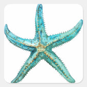 Turquoise stervis vierkante sticker (Voorkant)