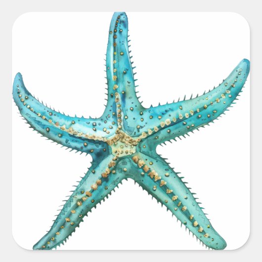 Turquoise stervis vierkante sticker (Voorkant)