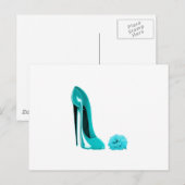 Turquoise Stiletto Shoe en Roos Briefkaart (Voorkant / Achterkant)