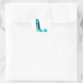 Turquoise Stiletto Shoe en Roos Hart Sticker (Tas)