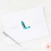 Turquoise Stiletto Shoe en Roos Hart Sticker (Envelop)