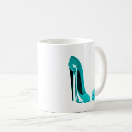 Turquoise Stiletto Shoe en Roos Koffiemok (Voorkant rechts)