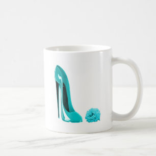 Turquoise Stiletto Shoe en Roos Koffiemok