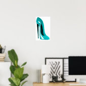 Turquoise Stiletto Shoe Print (Thuiskantoor)
