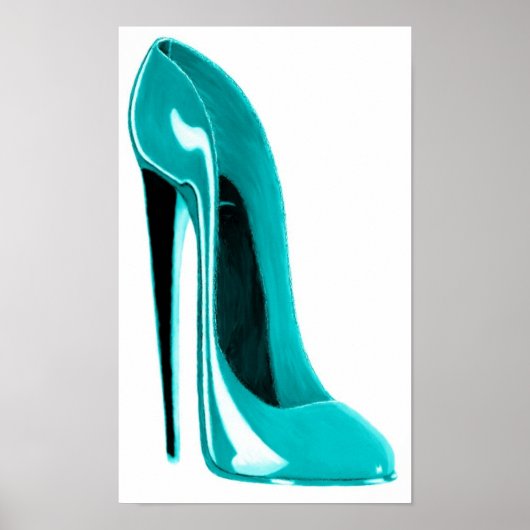 Turquoise Stiletto Shoe Print (Voorkant)